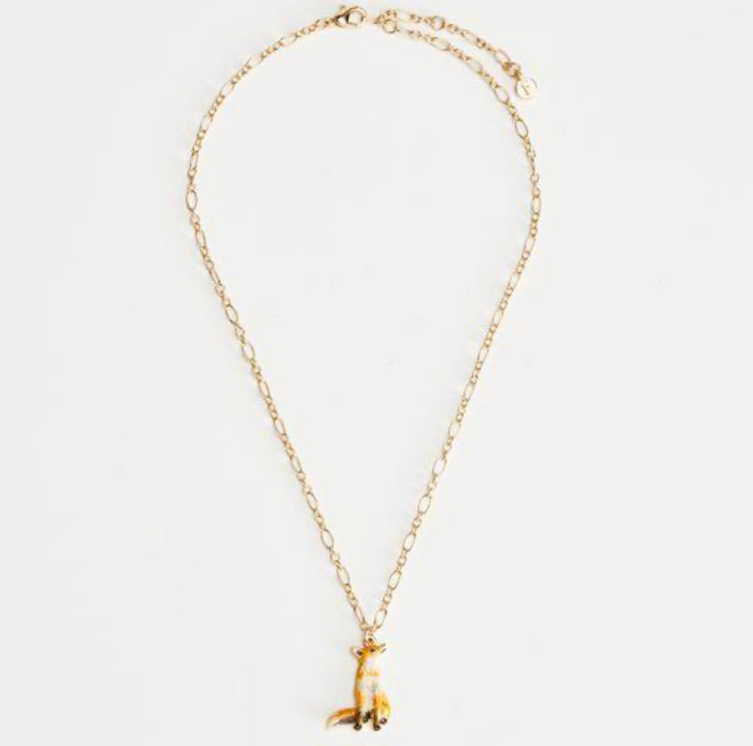 Enamel Fox Short Necklace