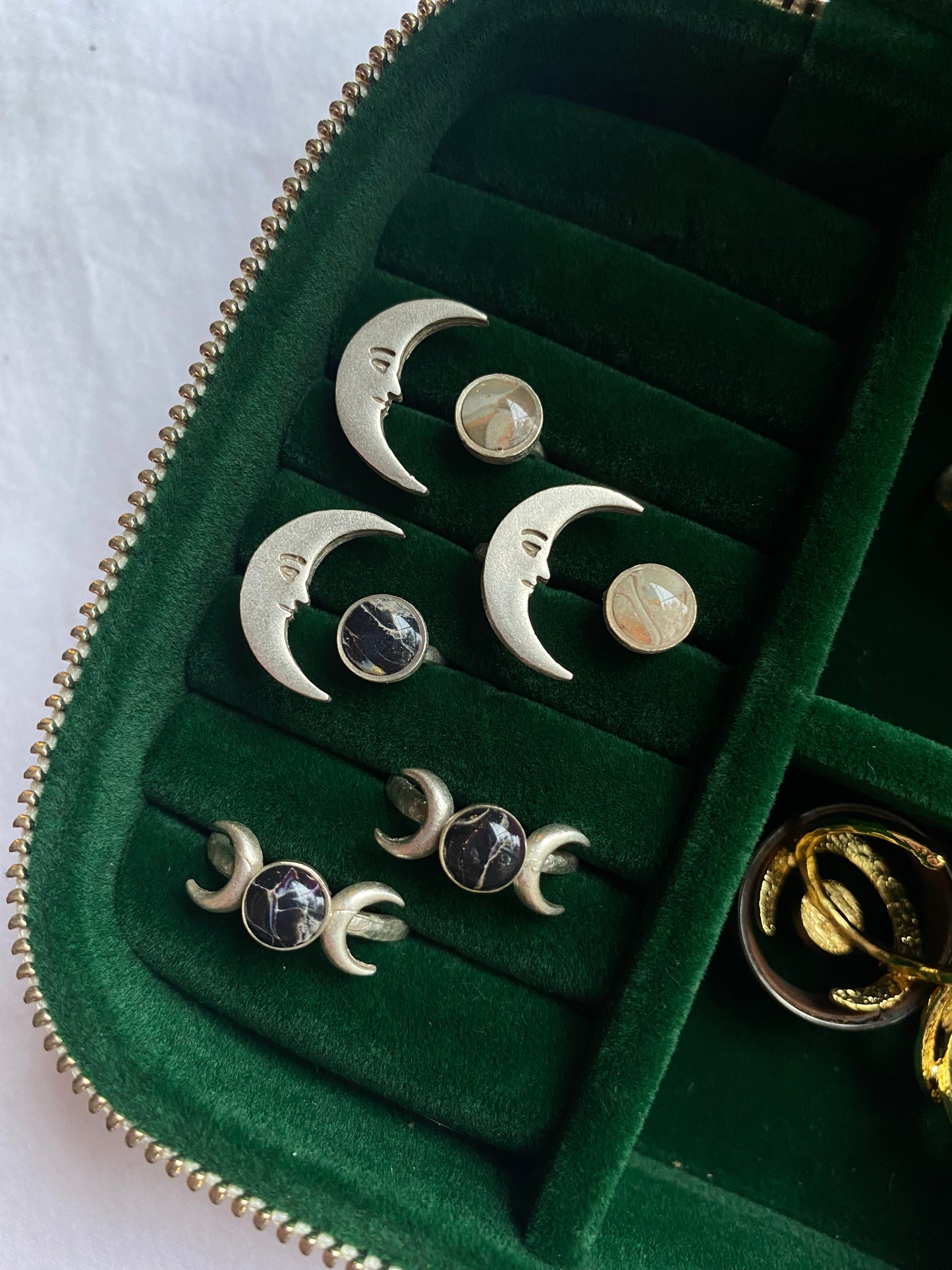 Triple Moon Adjustable Silver Ring