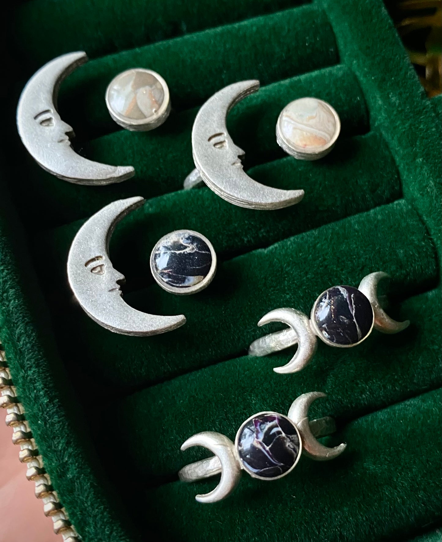 Triple Moon Adjustable Silver Ring