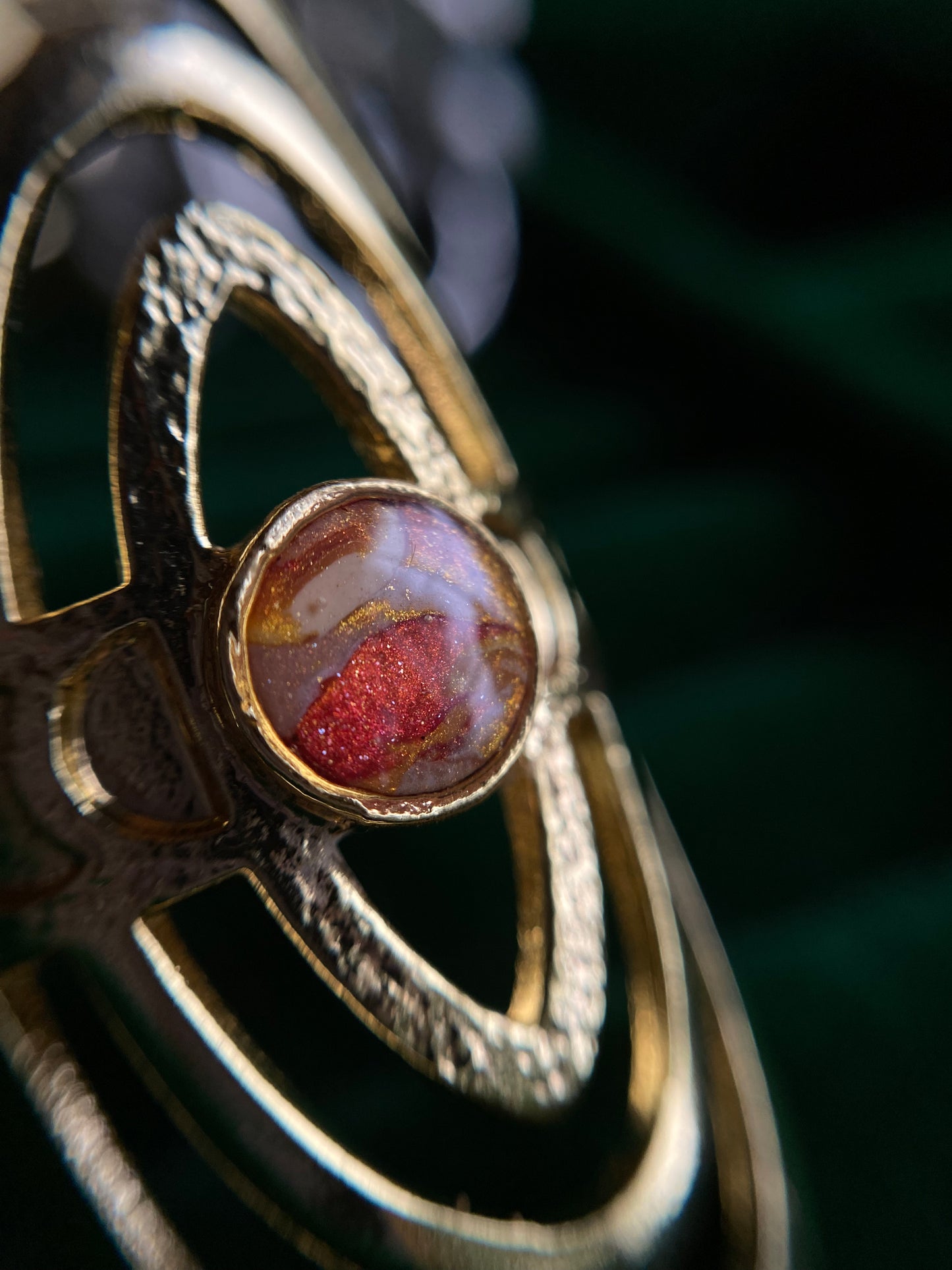 Bold Moon Phase Adjustable Gold Ring