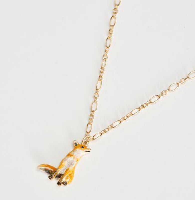 Enamel Fox Short Necklace