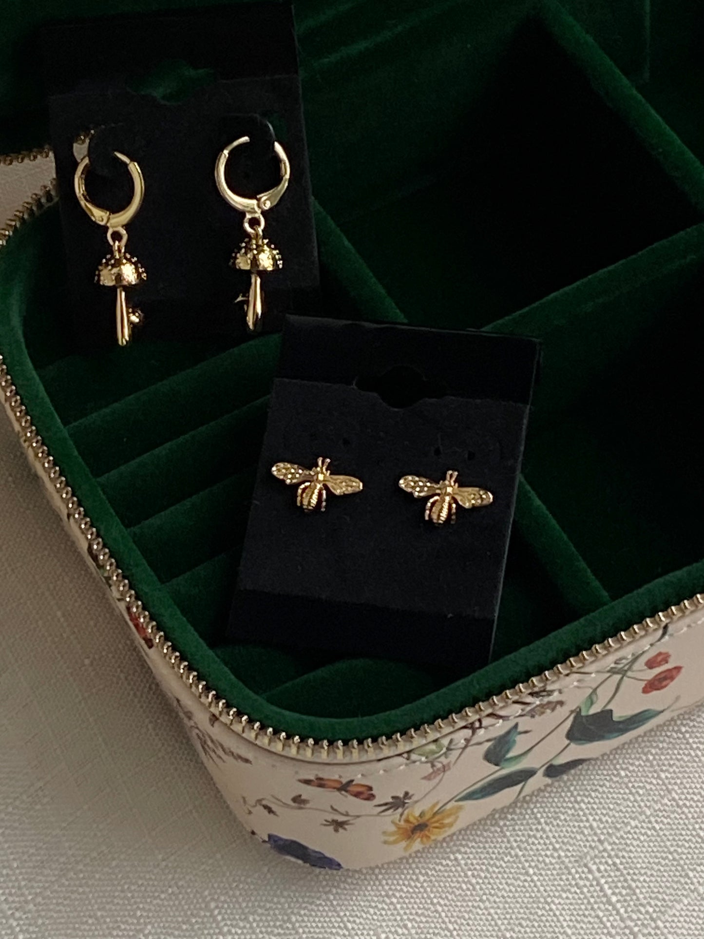 Gold Mushroom Huggie Hoop Earrings