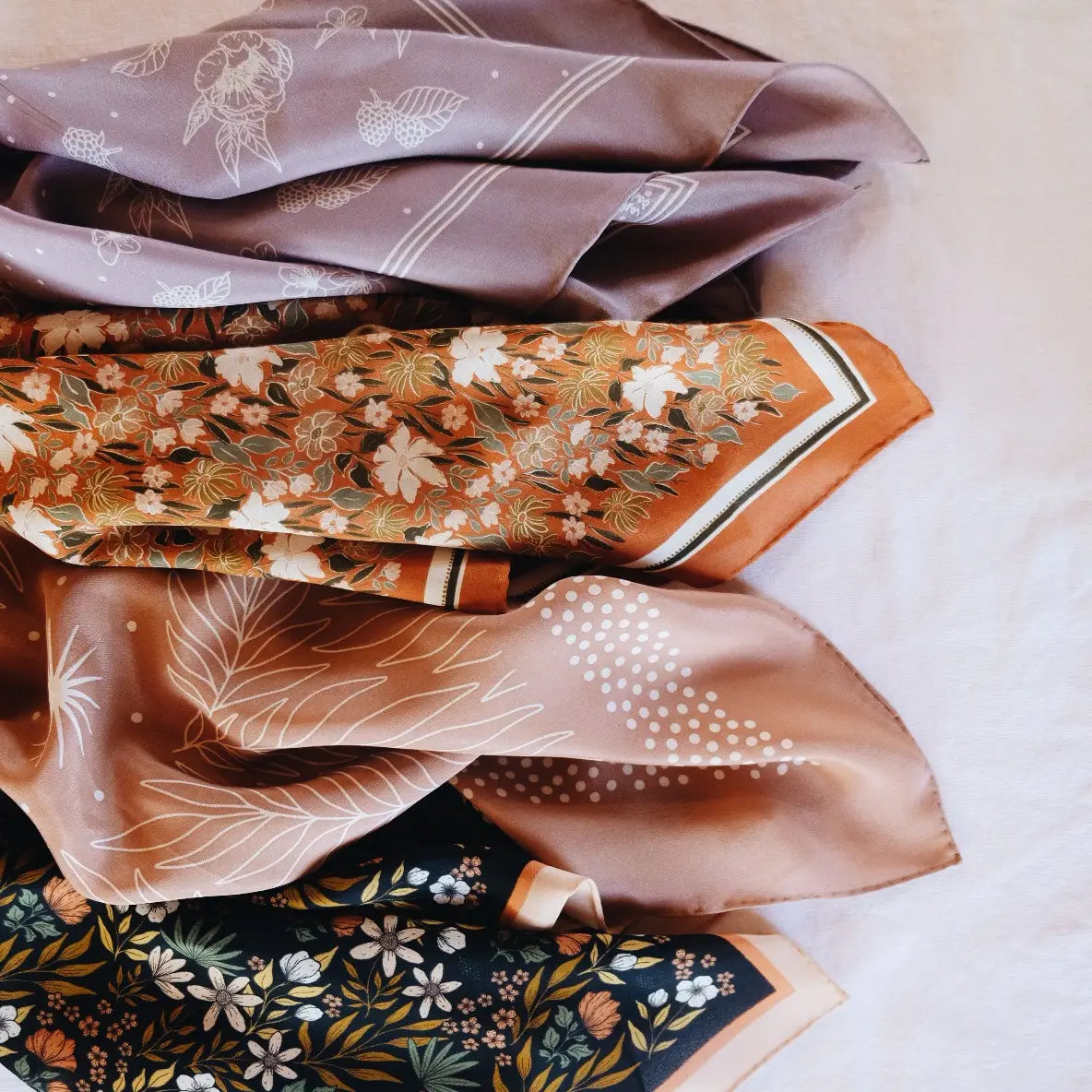 Botanical Garden Floral Silk Scarf