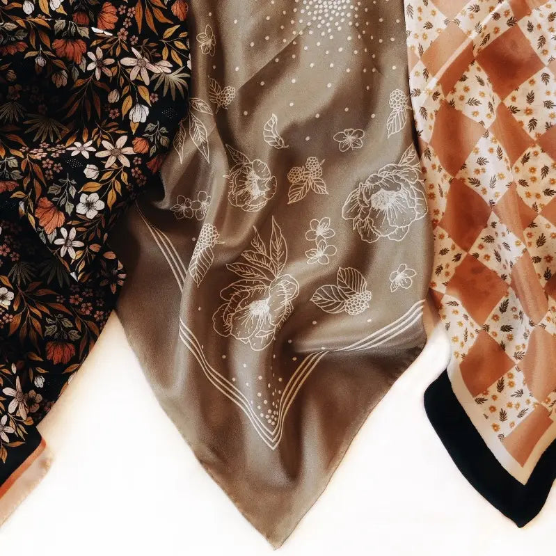 Deep Sage Floral Silk Scarf