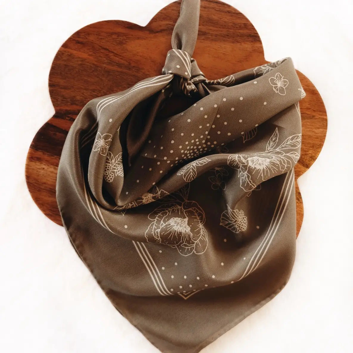 Deep Sage Floral Silk Scarf