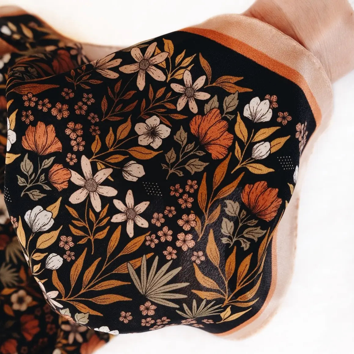 Midnight Garden Floral Silk Scarf