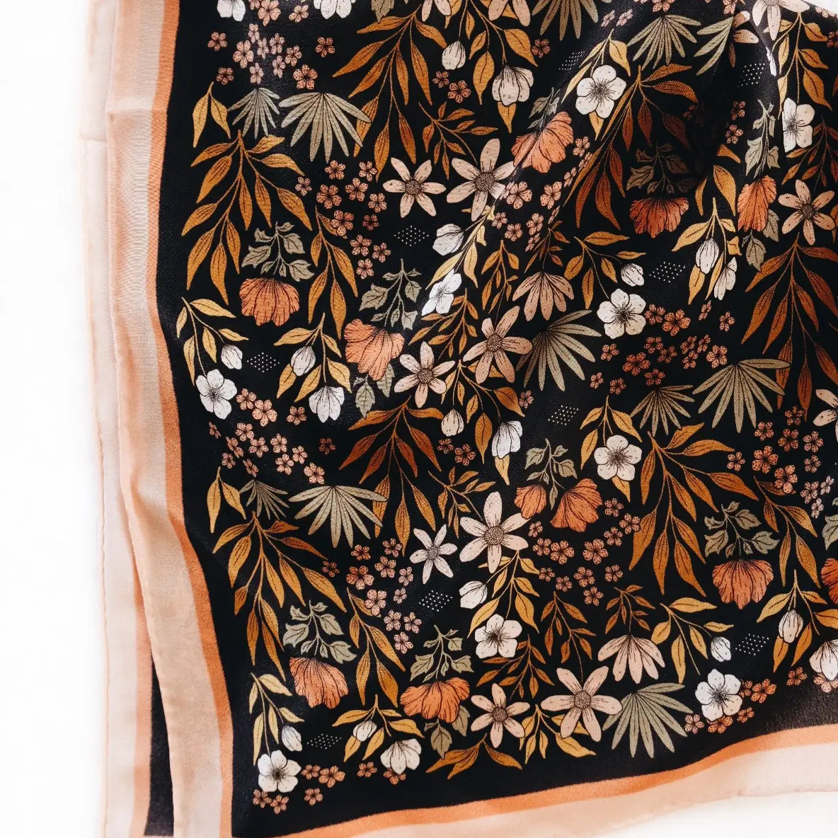 Midnight Garden Floral Silk Scarf