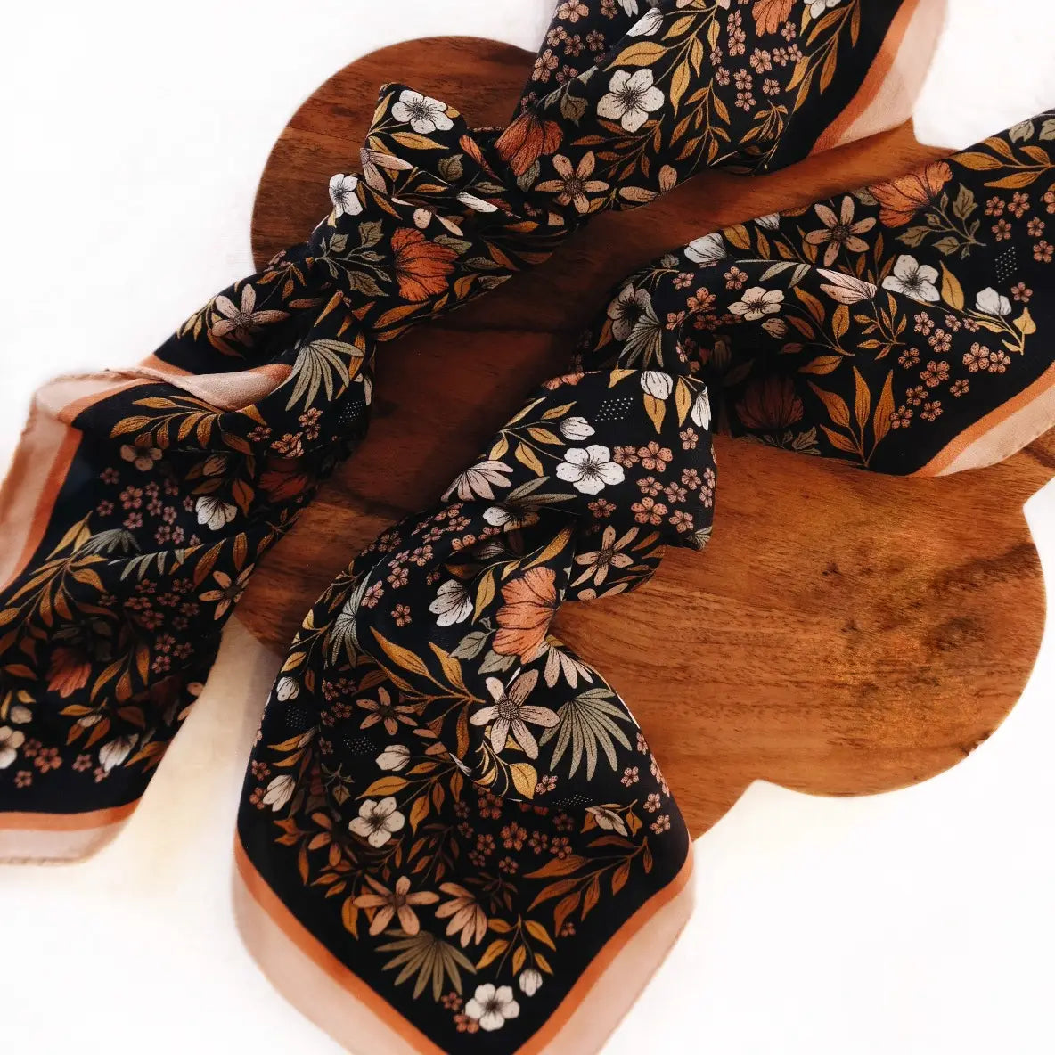 Midnight Garden Floral Silk Scarf
