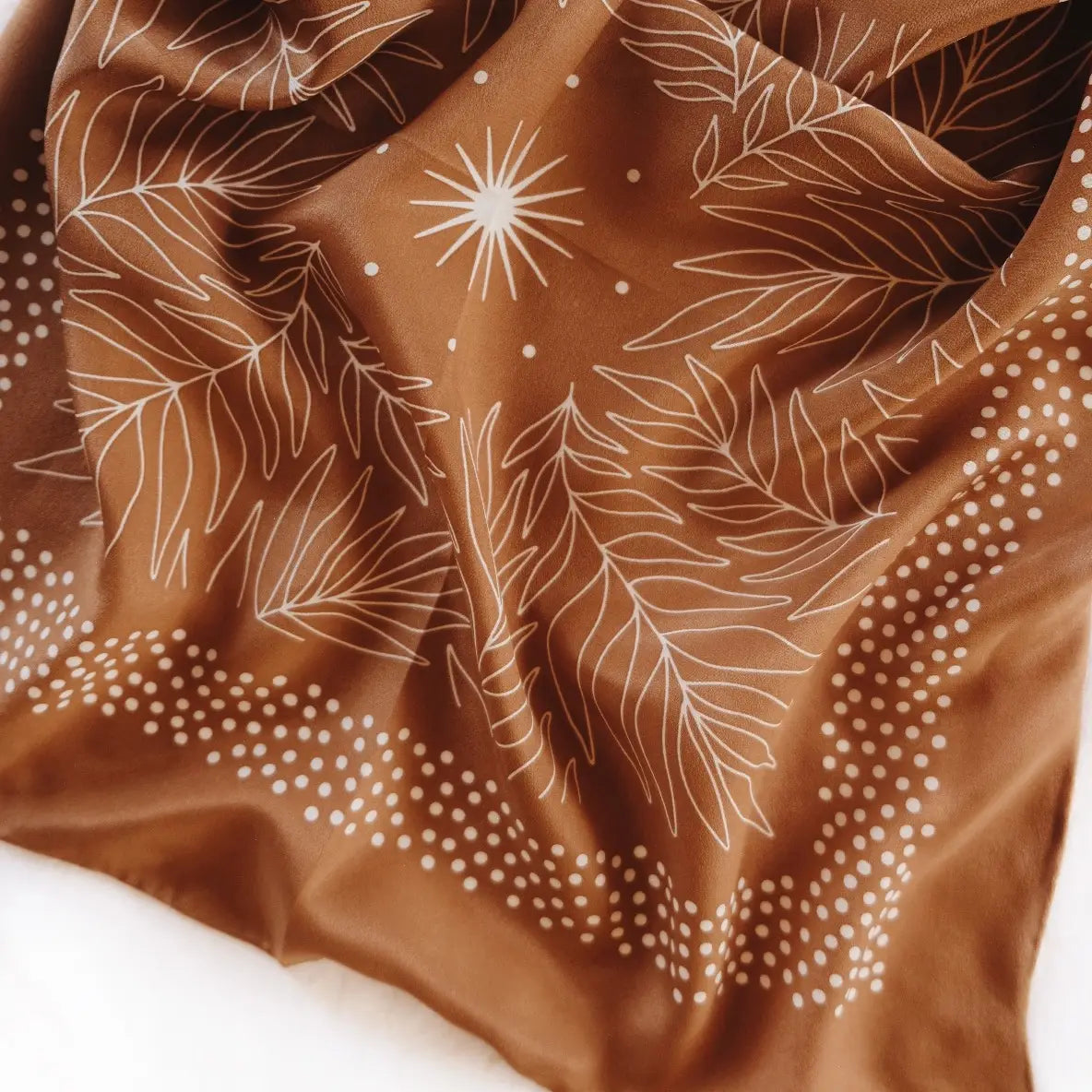 Tropical Palms Amber Silk Scarf