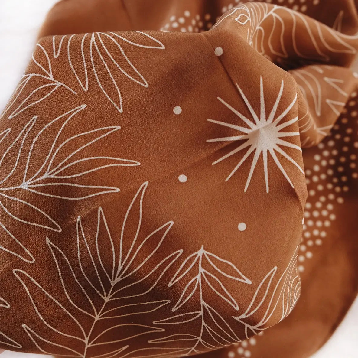 Tropical Palms Amber Silk Scarf