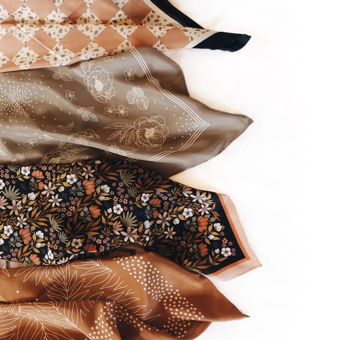 Tropical Palms Amber Silk Scarf