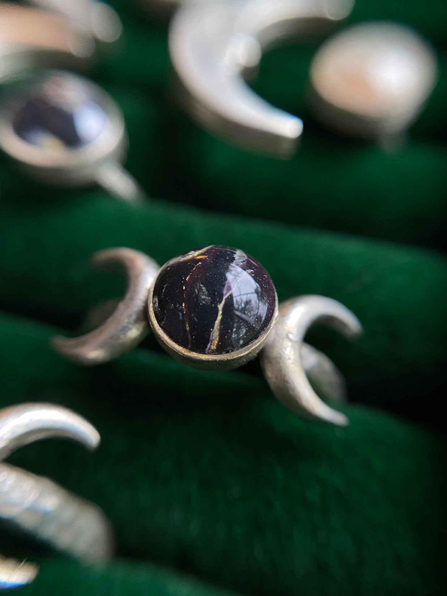 Triple Moon Adjustable Silver Ring
