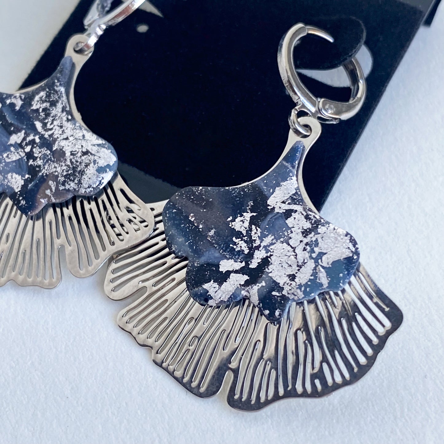 Silver Celestial Gingko Earrings