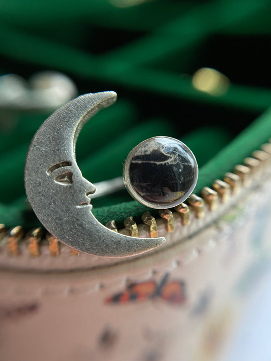 Crescent Moon Adjustable Silver Ring