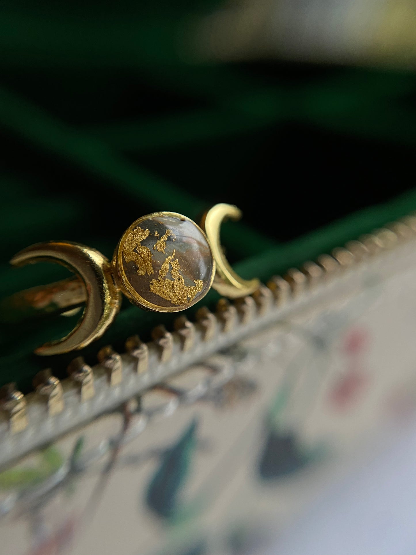 Triple Moon Adjustable Gold Ring