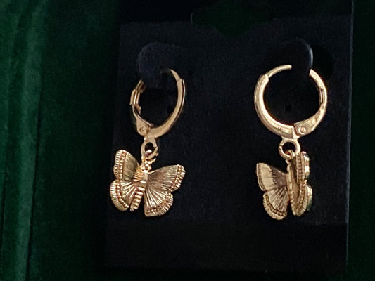 Gold Butterfly Huggie Hoop Earrings