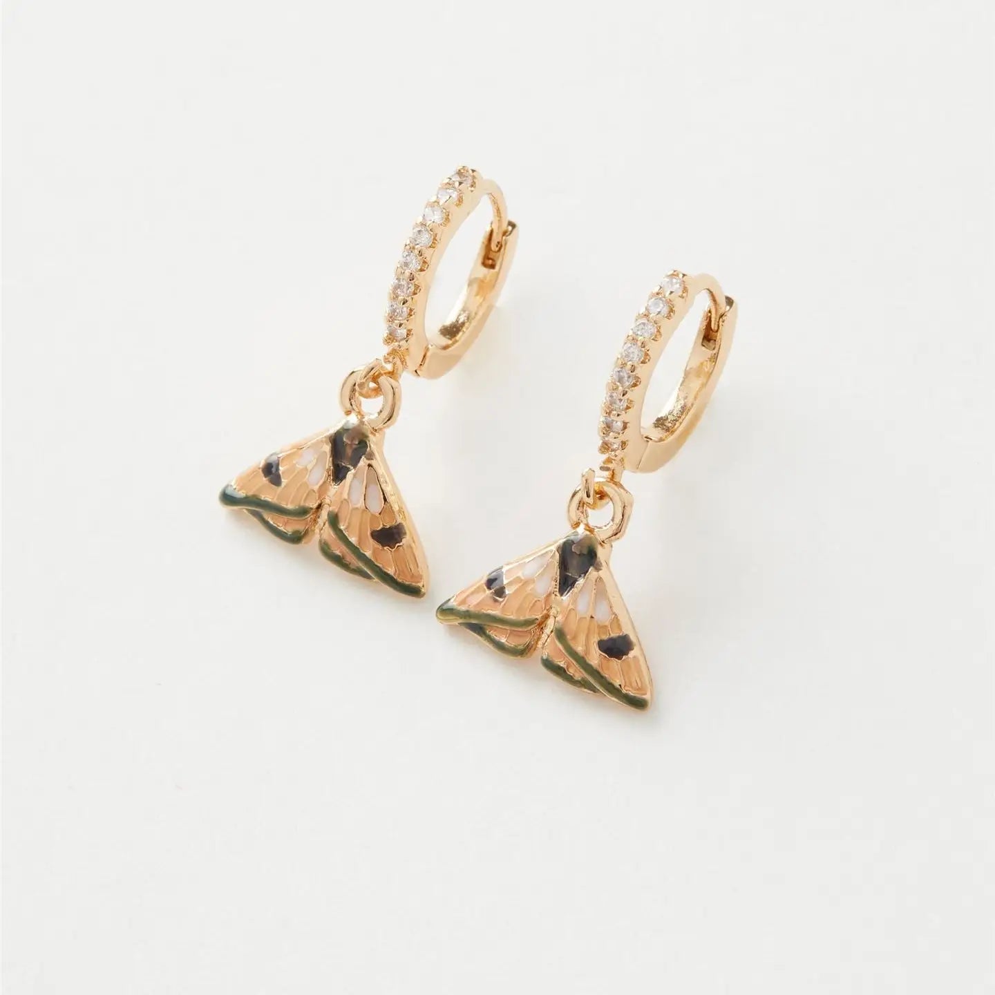 Enamel Moth Huggie Earrings