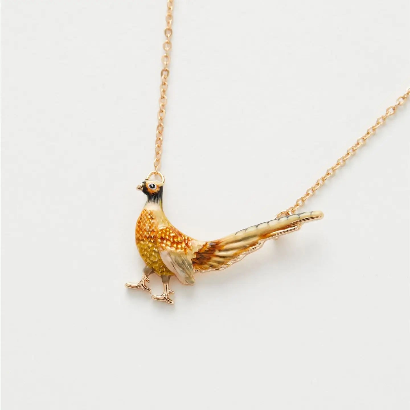 Enamel Pheasant Short Necklace