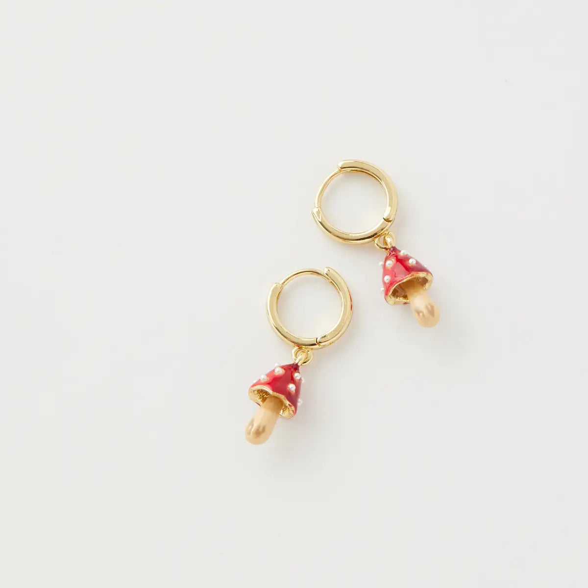 Enamel Mushroom Huggie Earrings