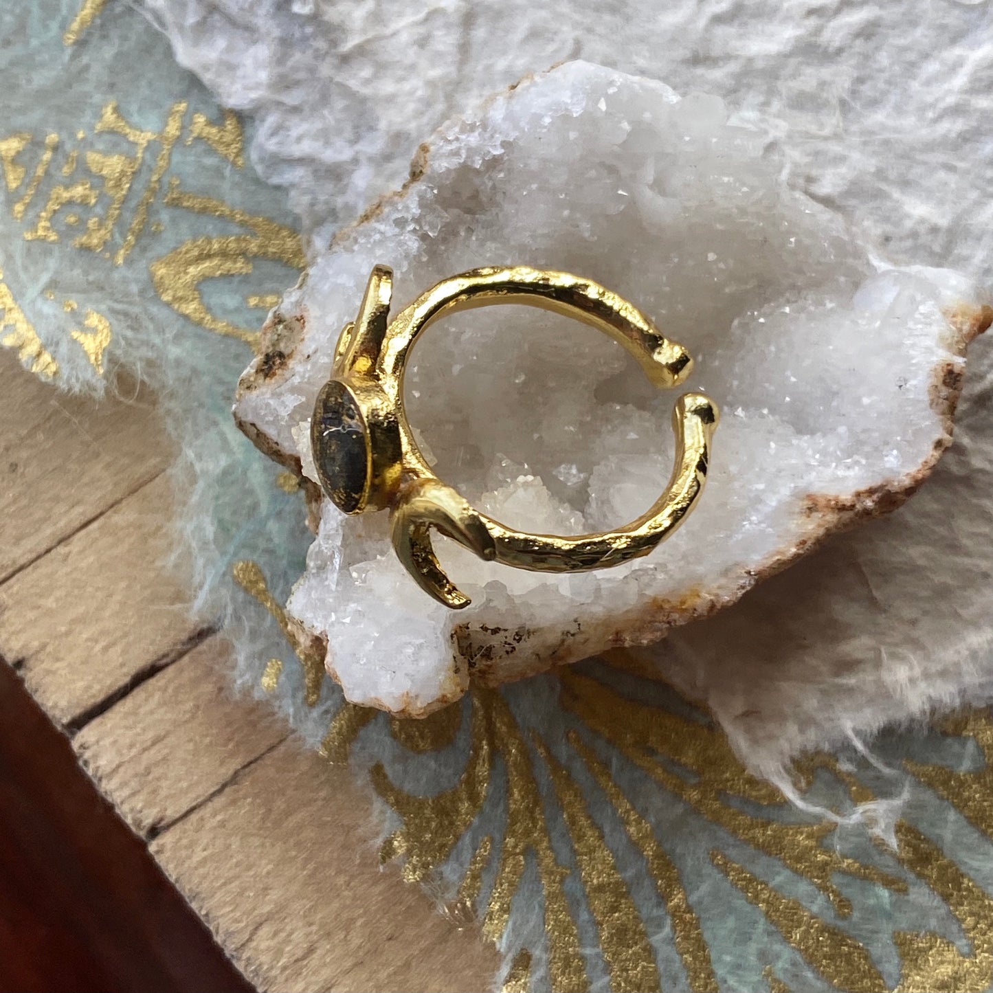 Triple Moon Adjustable Gold Ring