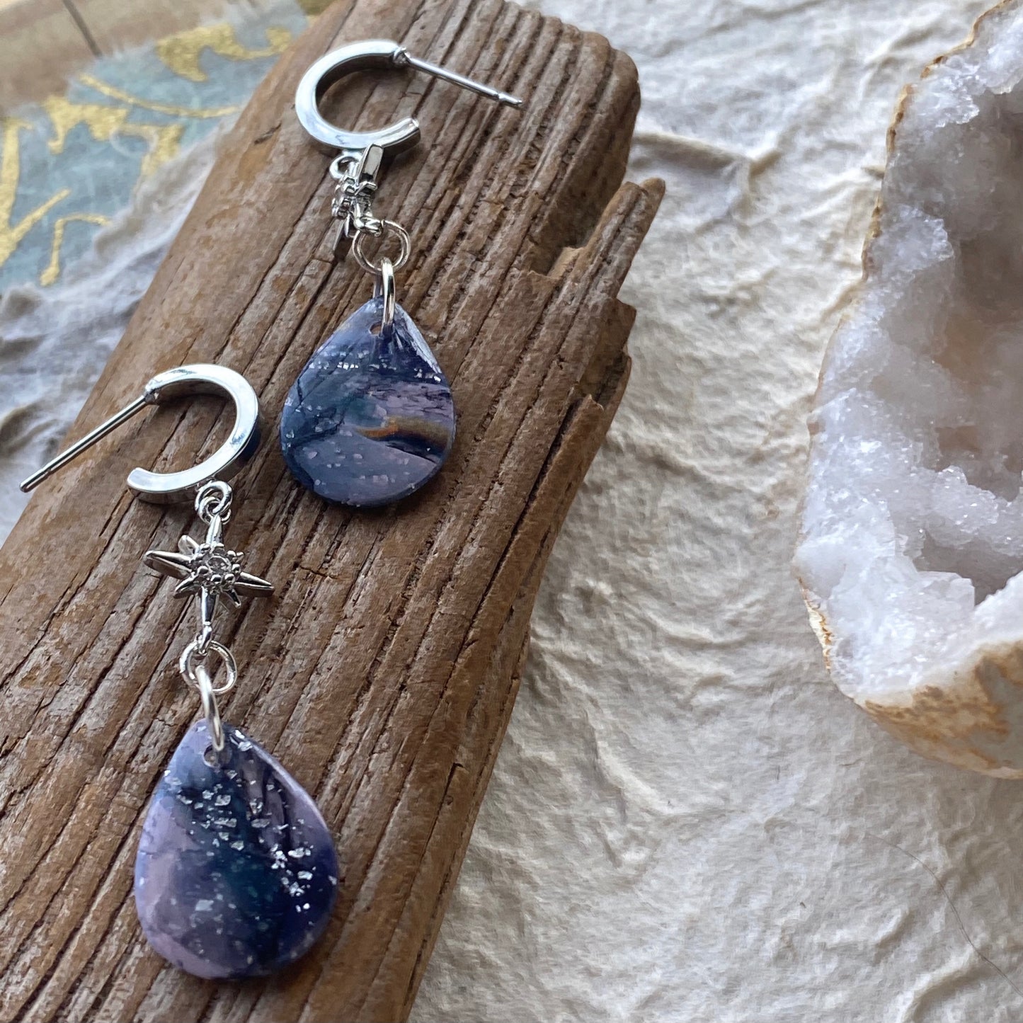 Silver Celestial Violet Teardrops