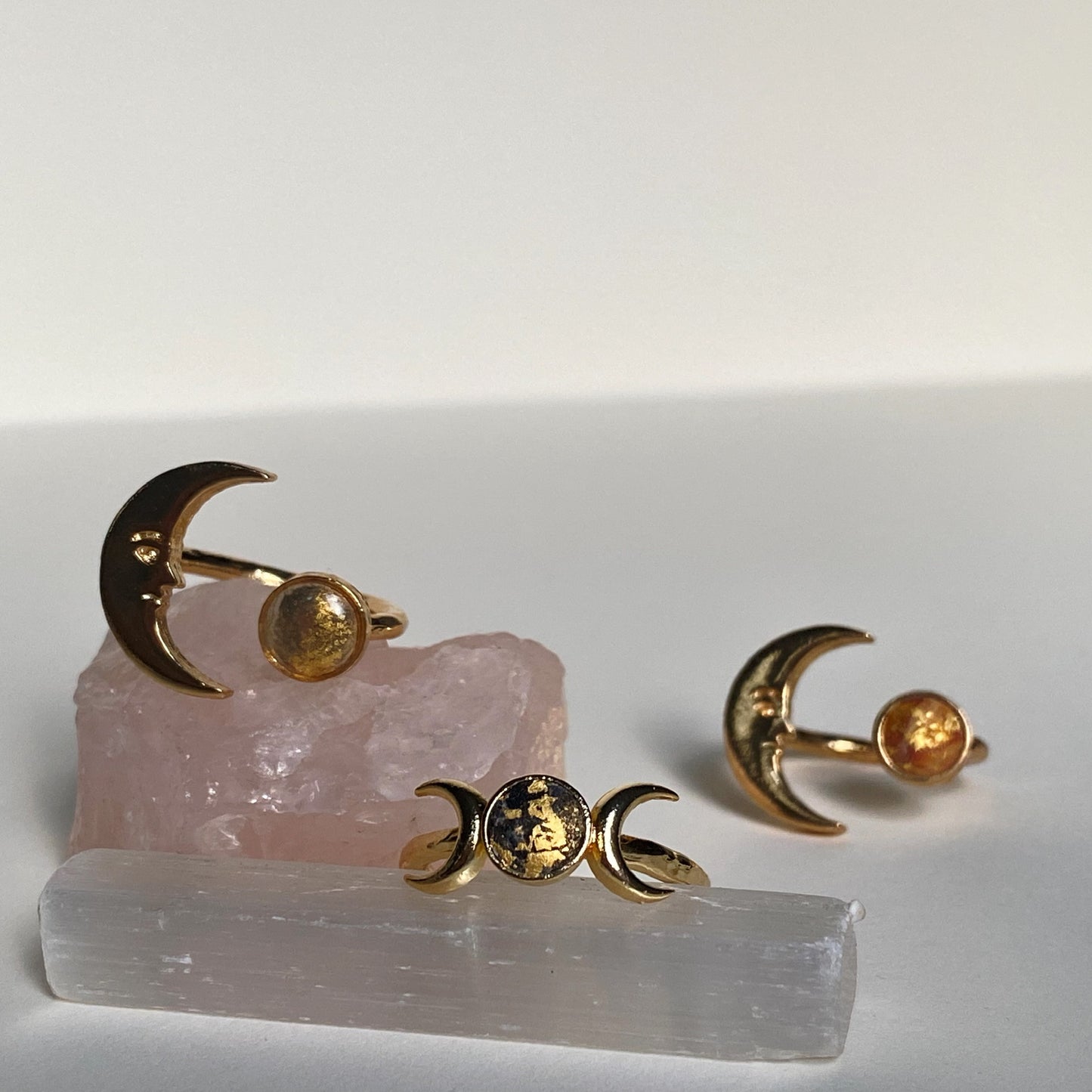 Triple Moon Adjustable Gold Ring