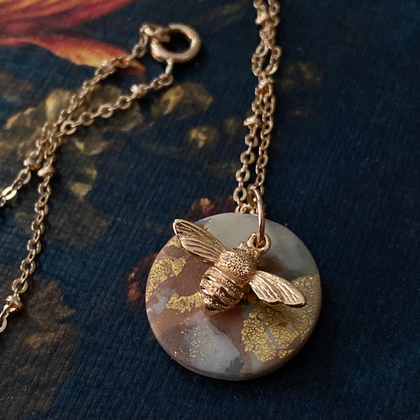 Golden Bee Muted Clay Necklace