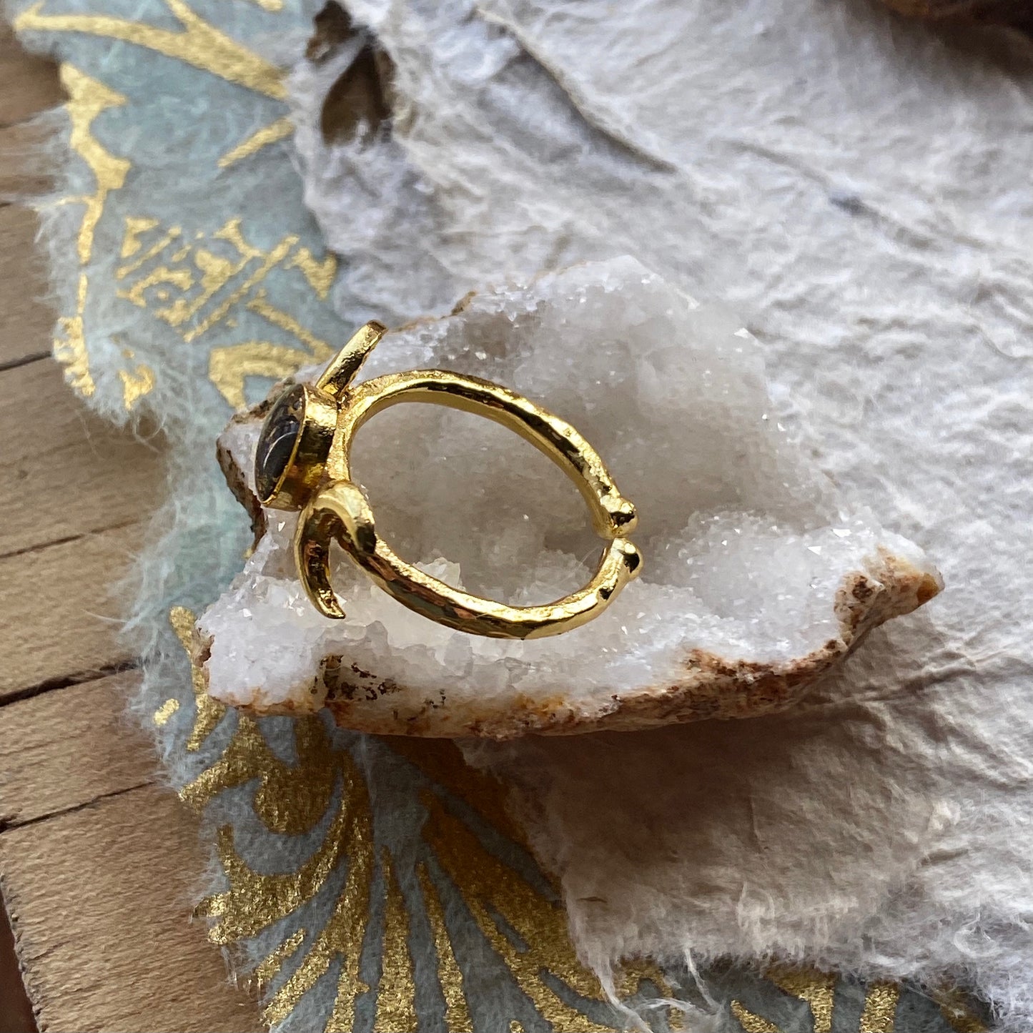 Triple Moon Adjustable Gold Ring