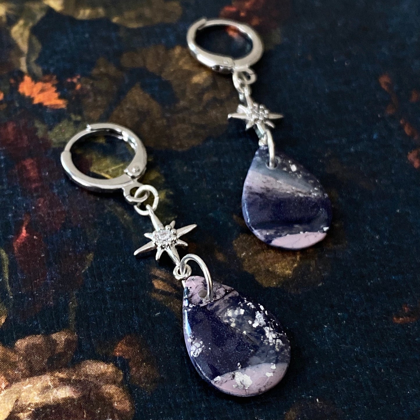 Silver Celestial Violet Teardrops