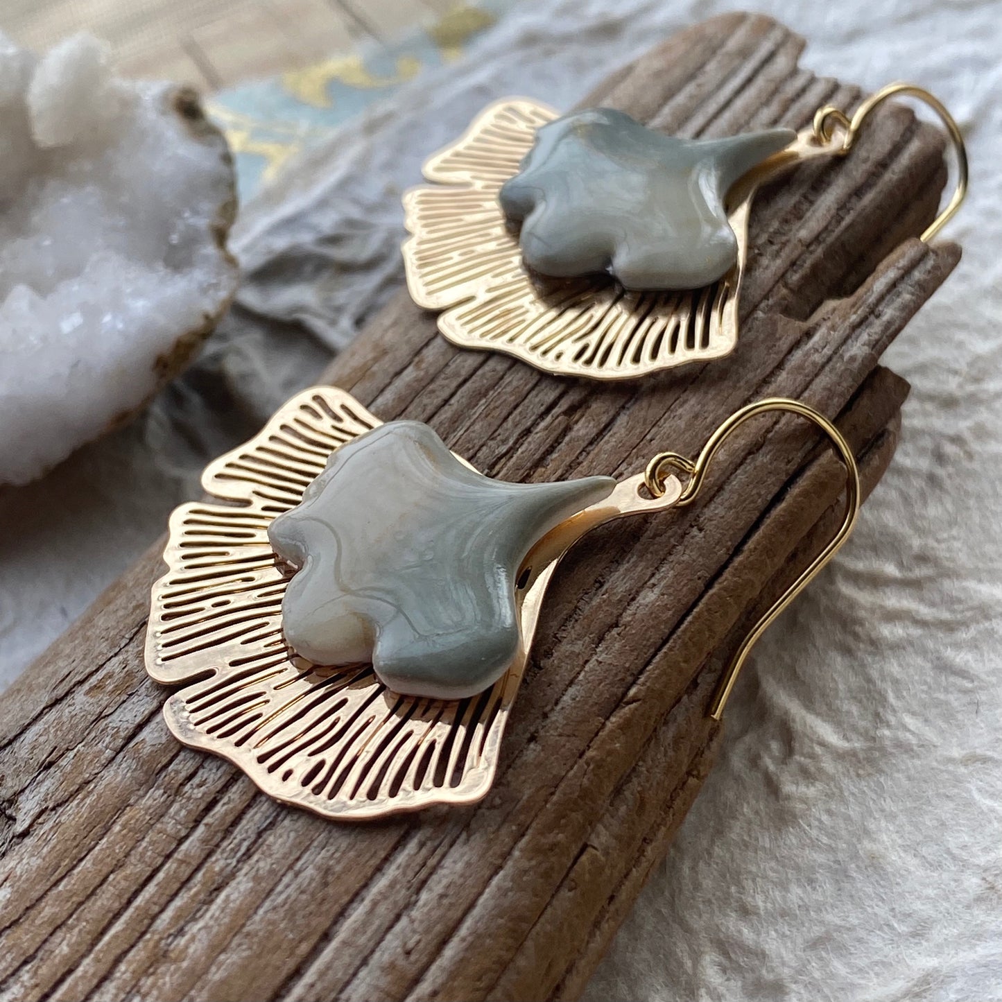 Gold Gingko Earrings