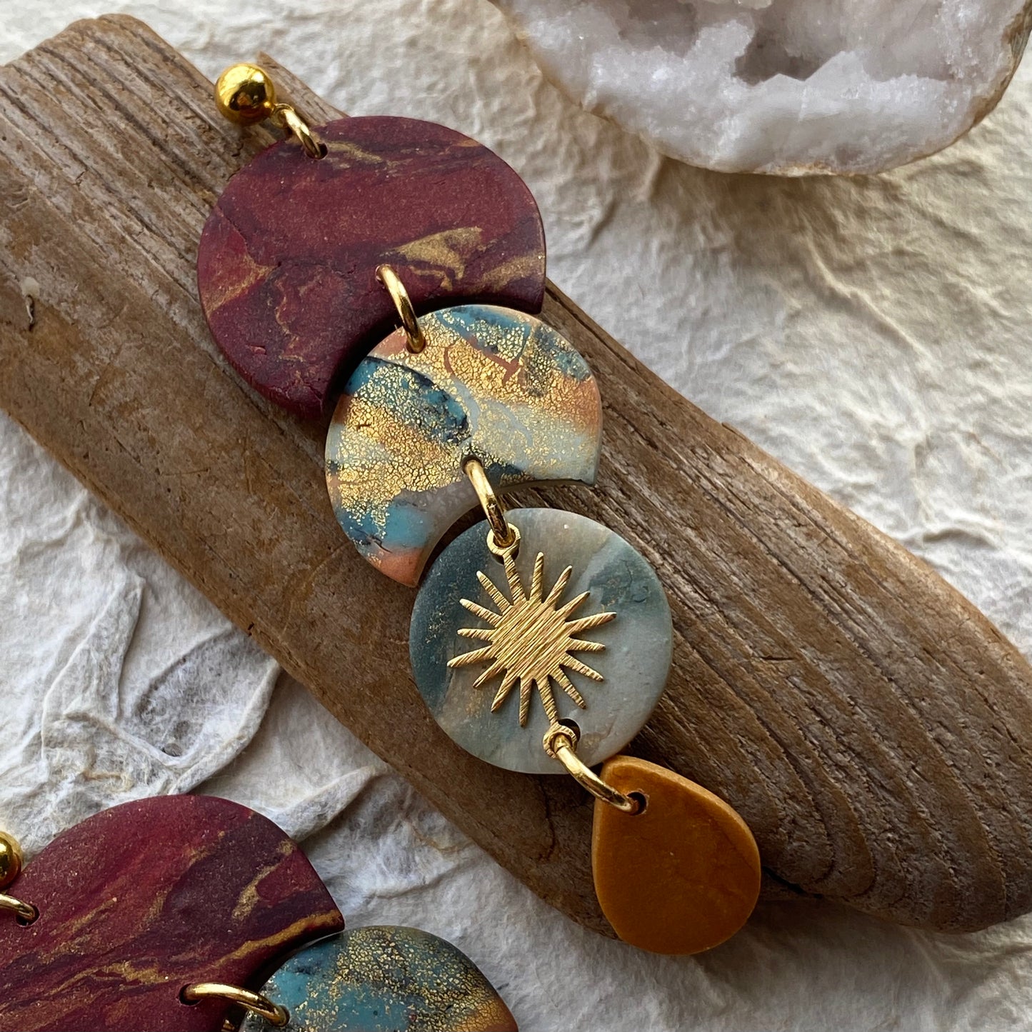 Moonfall - Turquoise Jewel - Clay Earrings