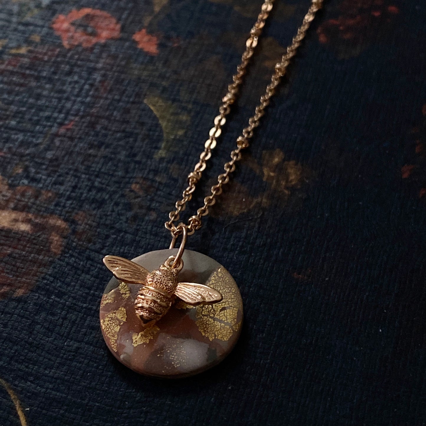 Golden Bee Clay Necklace