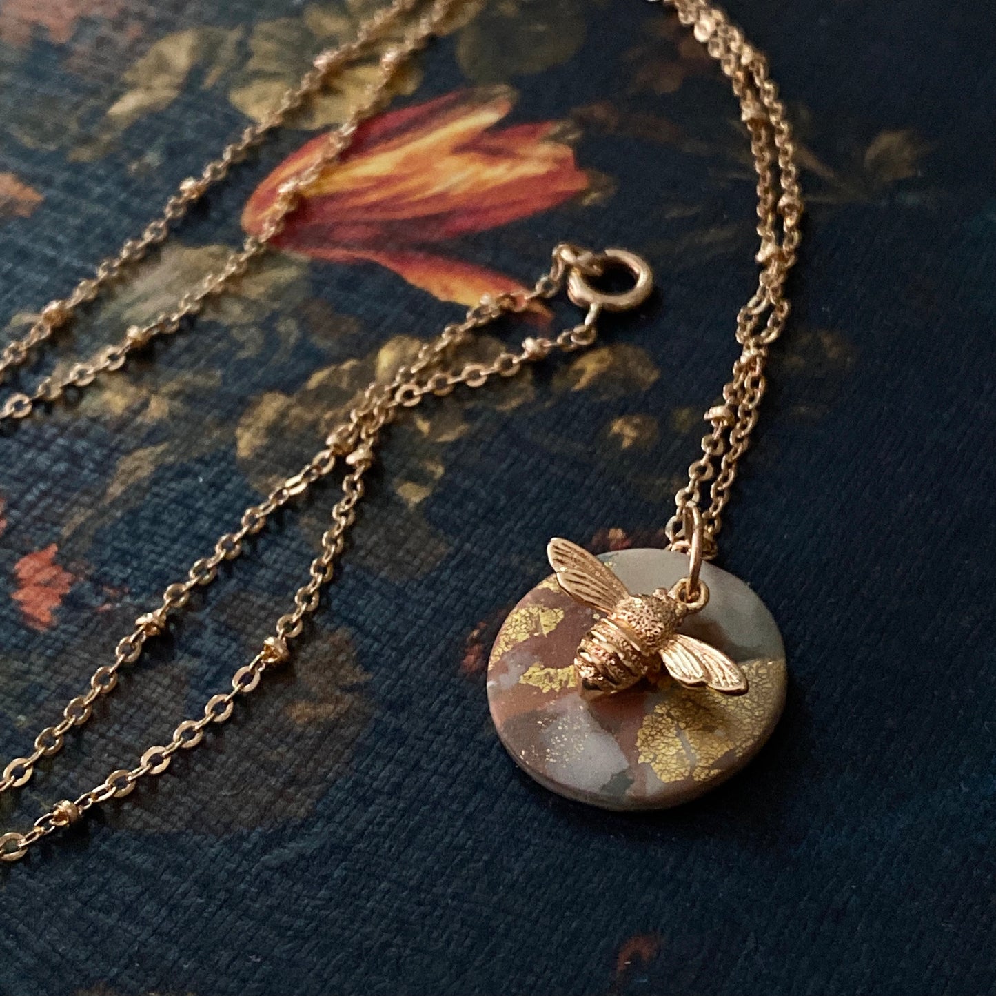 Golden Bee Clay Necklace