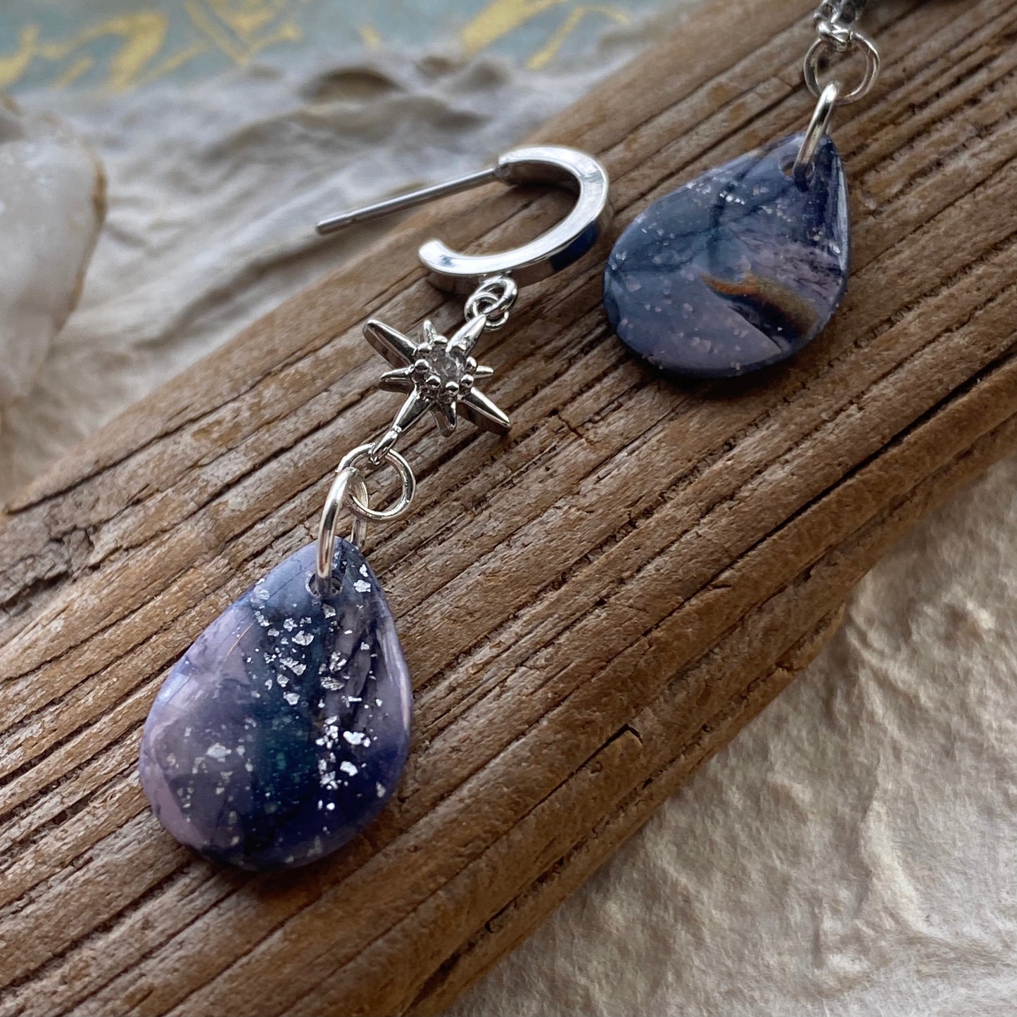 Silver Celestial Violet Teardrops