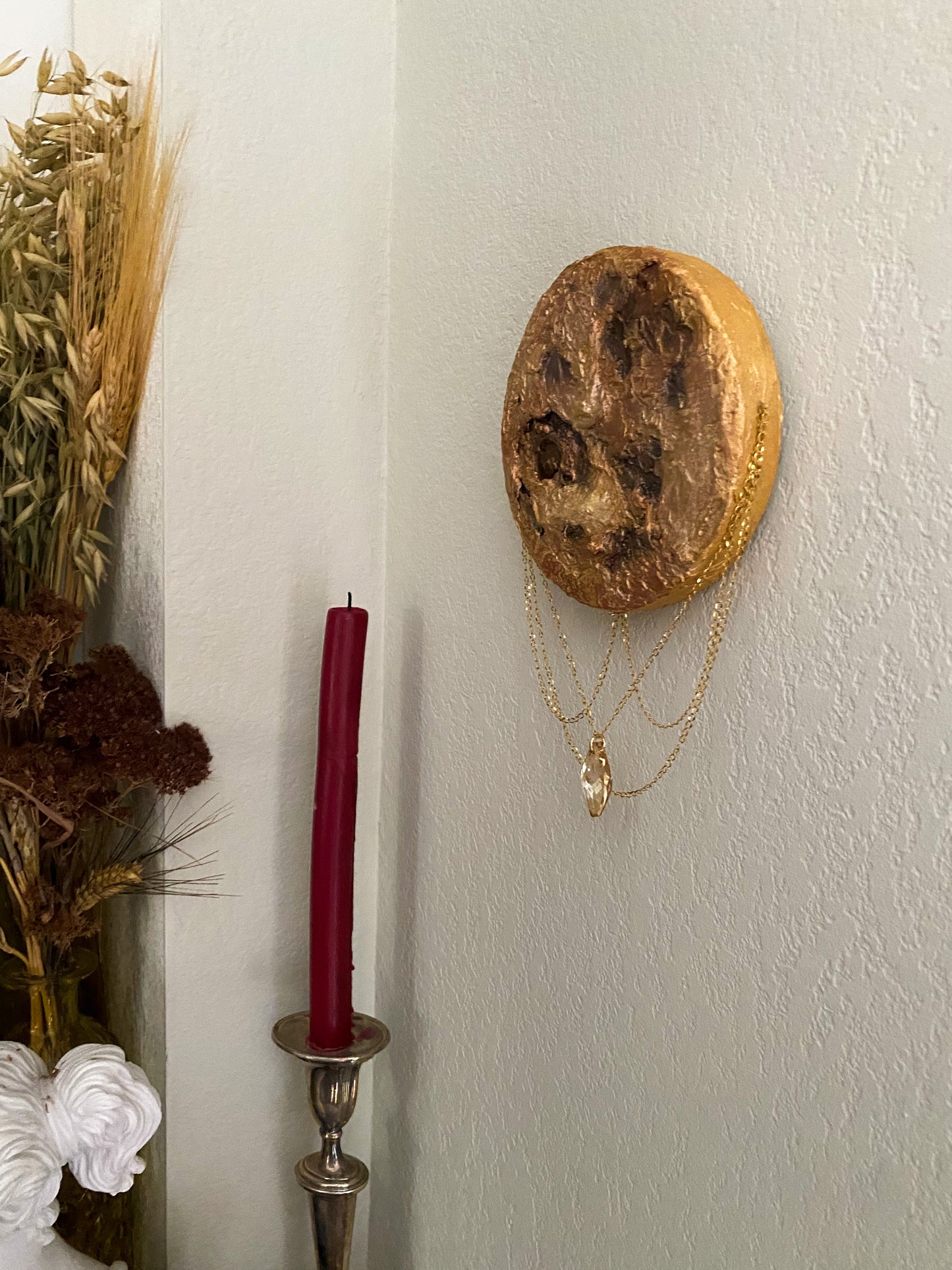 GOLDEN MOON - Mini Moon Textured Gold Wall Hanging /Swarovski Crystal / Champagne/Gold/Brown/Amber/Lunar Decor/Full Moon