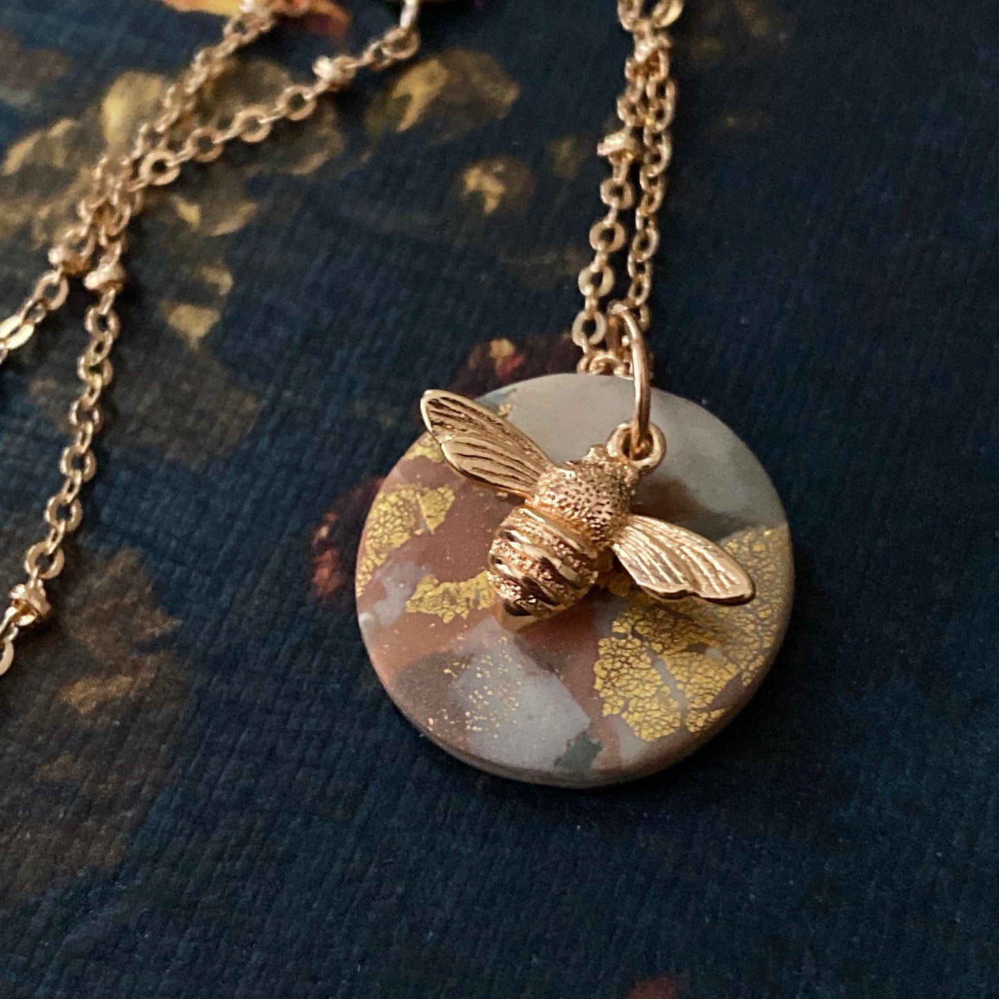 Golden Bee Muted Clay Necklace